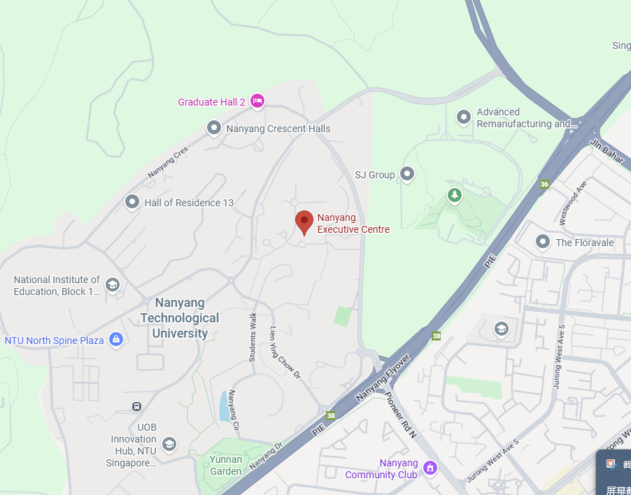 Google Maps screenshot for Nanyang Technological University, Singapore